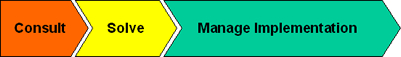 consult, solve, manage implementation